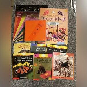 Origami instruction book plus paper large & small. Scholastic little kids books